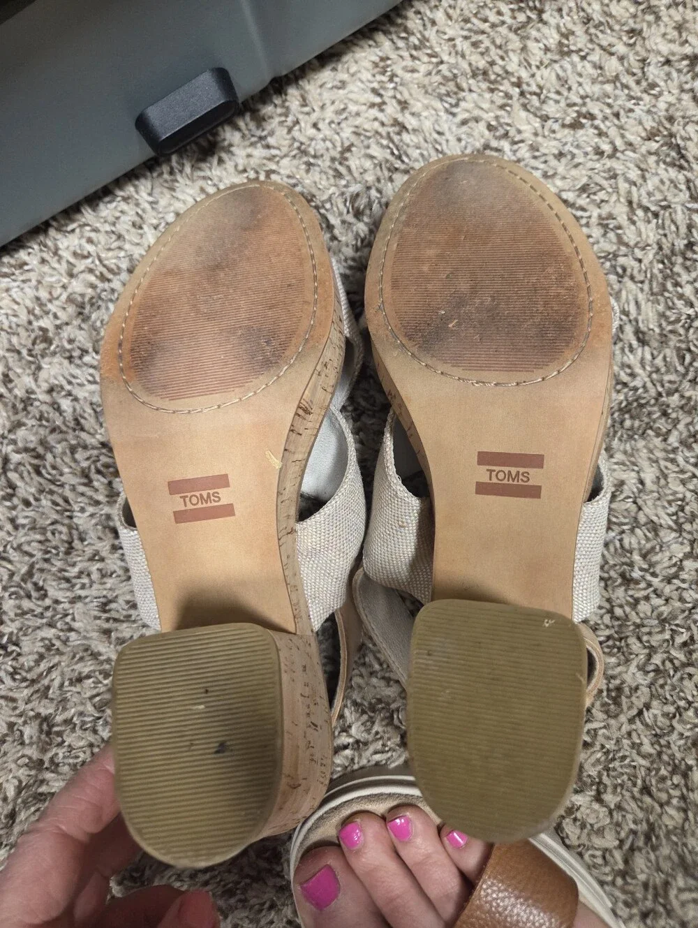Toms Cream Cross-Strap Cork Platform Sandals